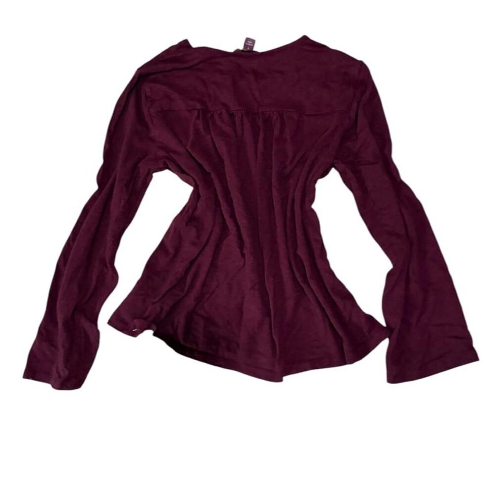 Gloria Vanderbilt Burgundy Floral Embossed Peplum Long Sleeve Top S — Y2K Retro